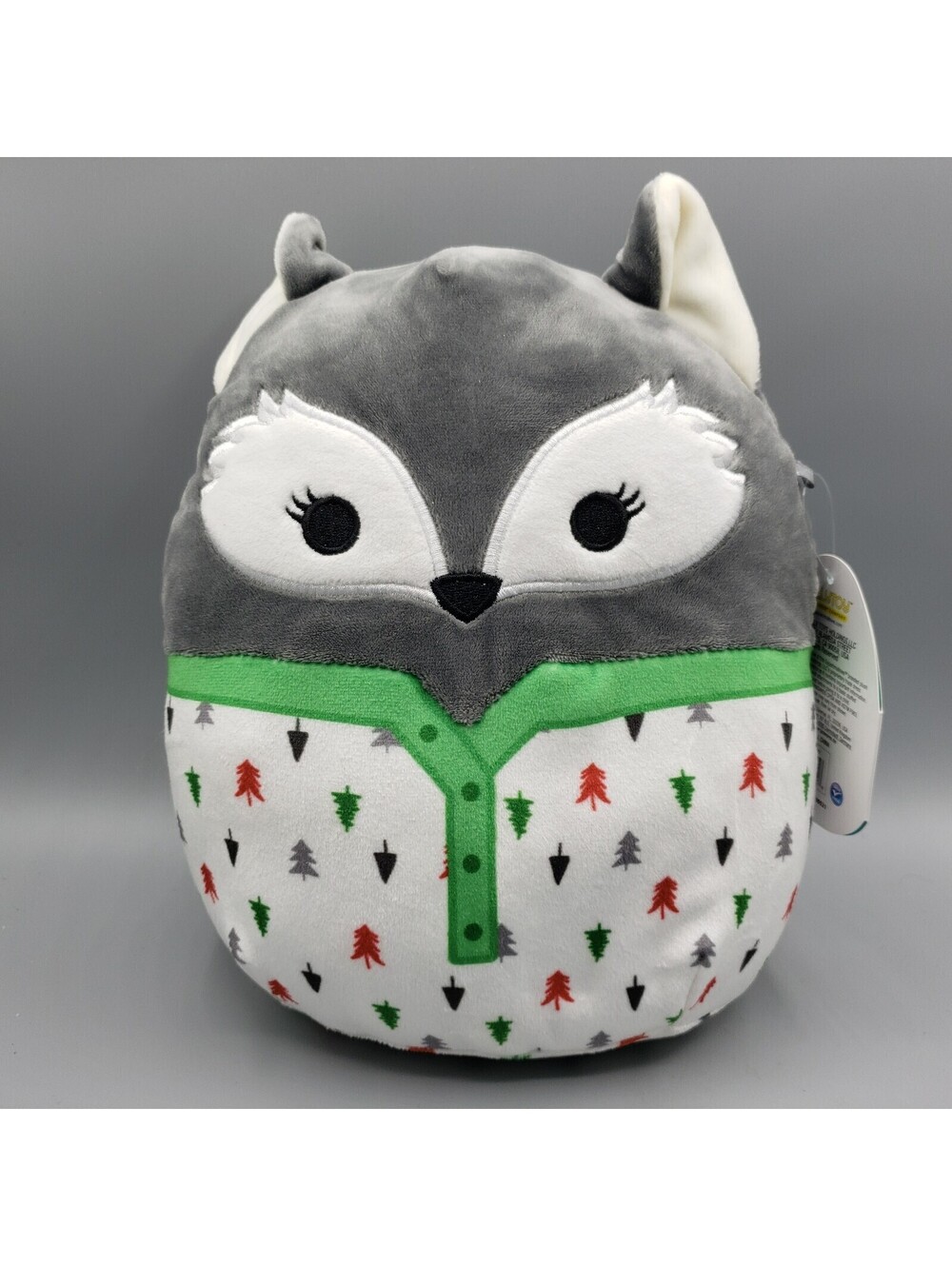 Squishmallows Floxie the Gray Fox in Pajamas Christmas Trees 8" Plush Toy NWT